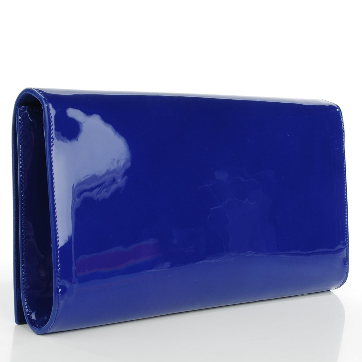 Patent Calfskin Monogram Large Belle De Jour Clutch Royal Blue