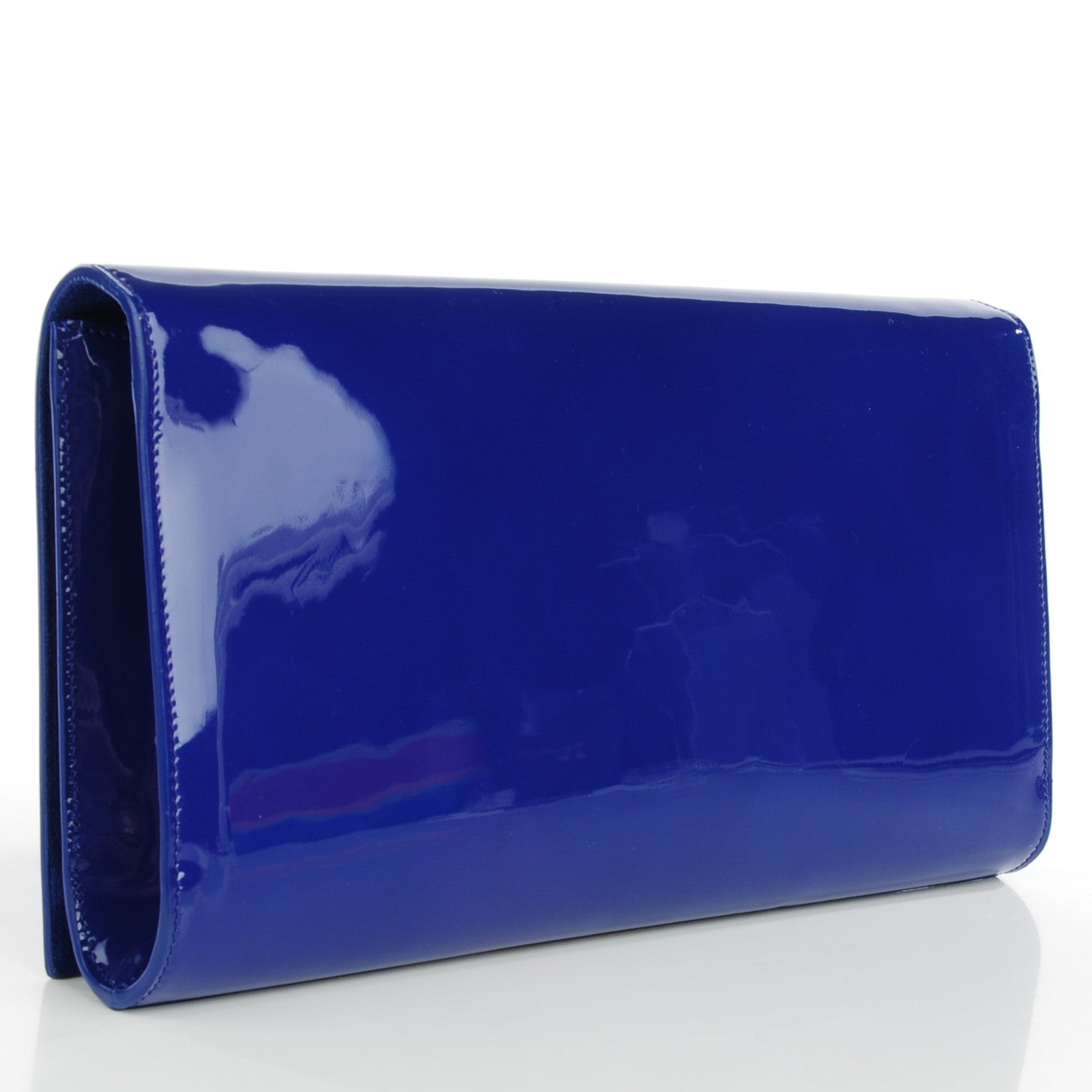 Saint Laurent Patent Calfskin Monogram Large Belle De Jour Clutch Royal Blue 3 of 7