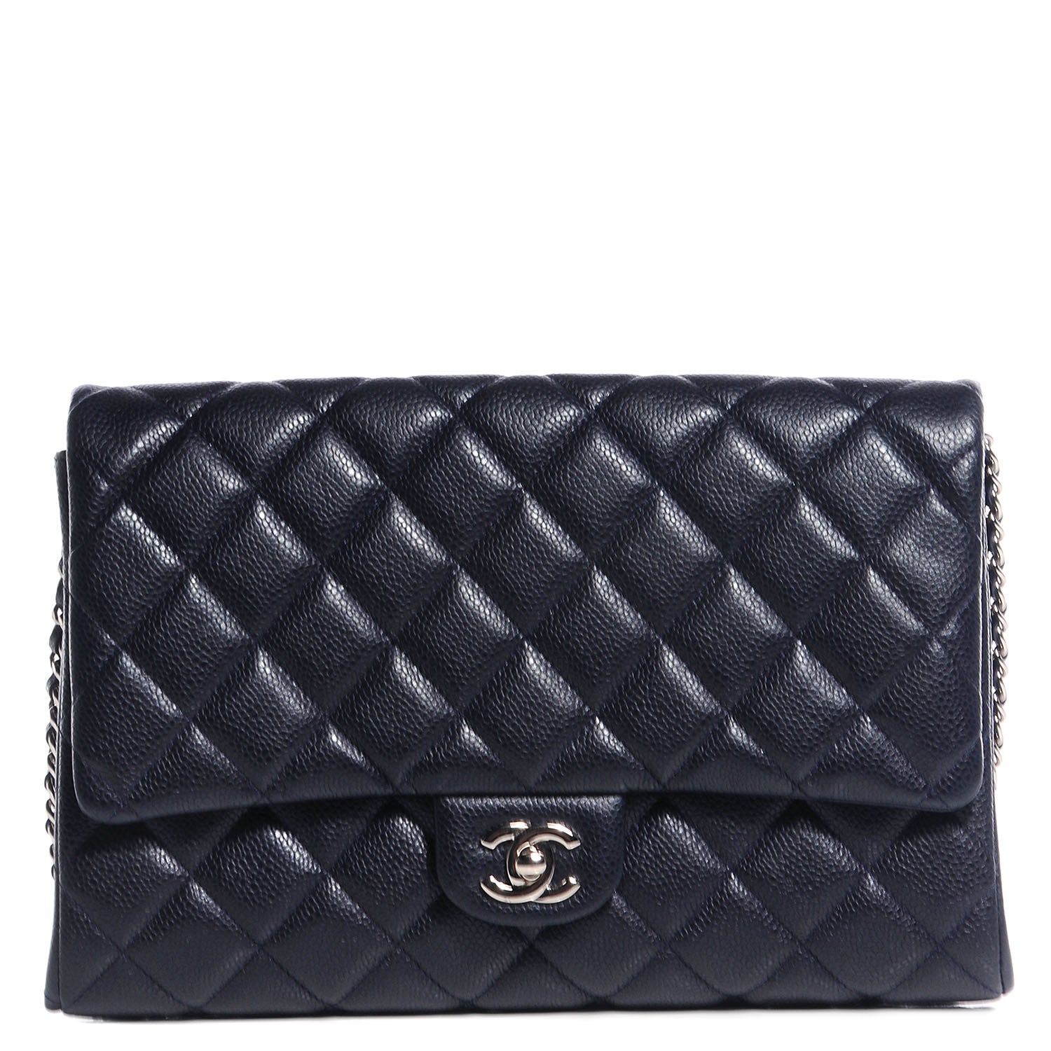 Chanel Caviar Quilted Clutch With Chain Flap Navy Blue 1 of 8