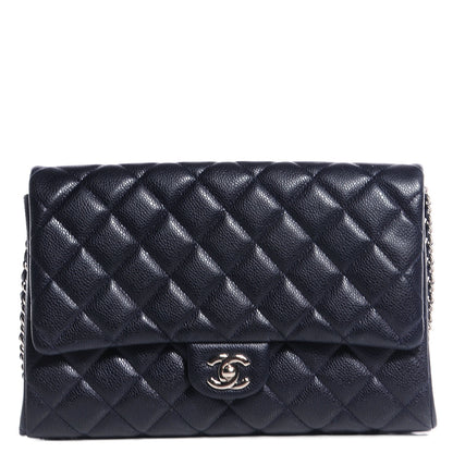 Chanel Caviar Quilted Clutch With Chain Flap Navy Blue 1 of 8