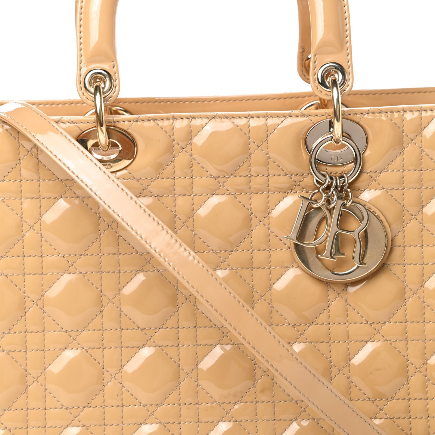 Patent Cannage Large Lady Dior Beige