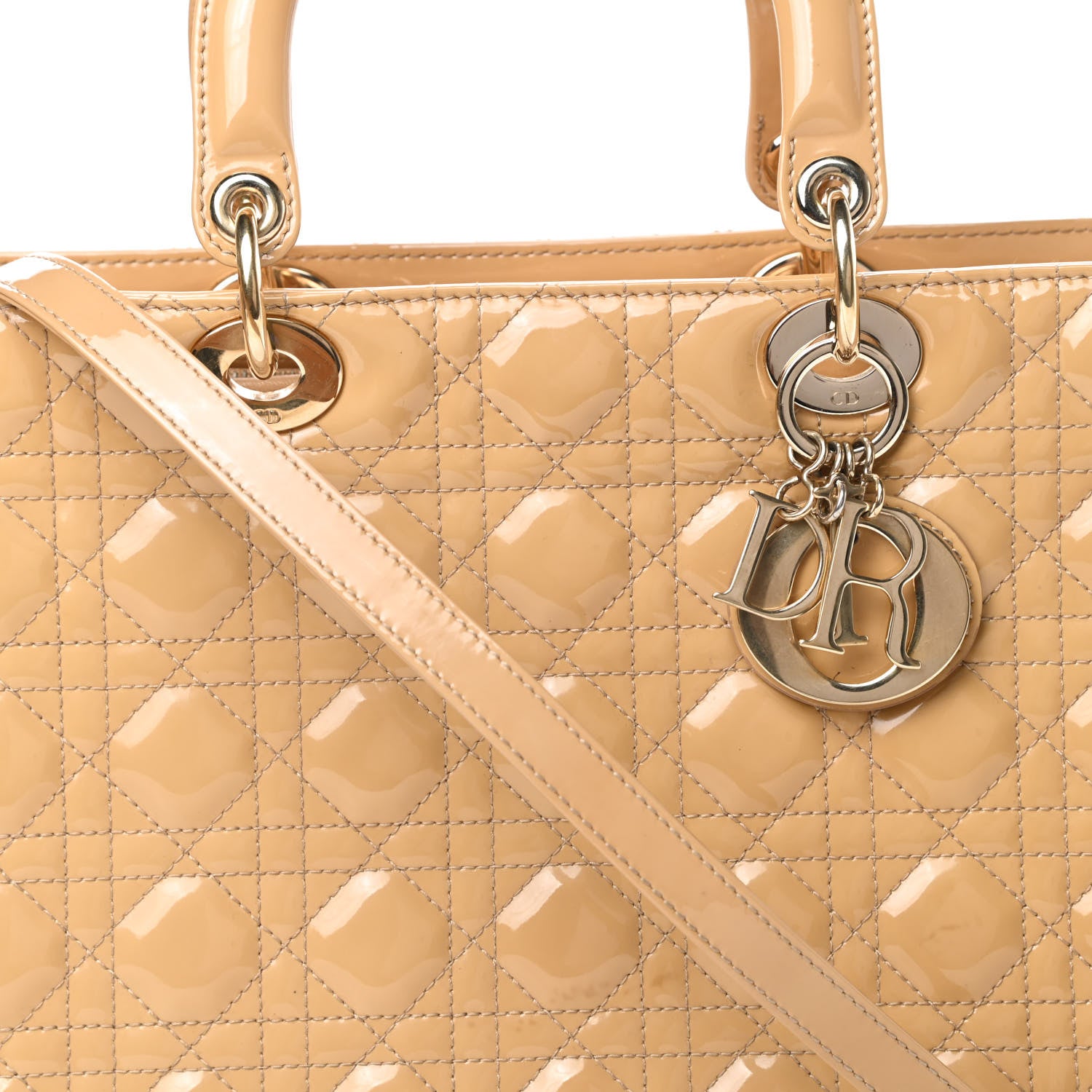 Christian Dior Patent Cannage Large Lady Dior Beige 8 of 12