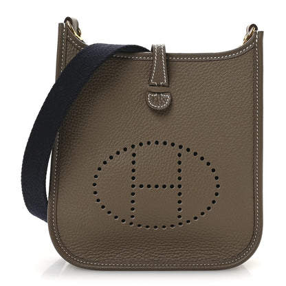 Hermes Taurillon Clemence Amazone Evelyne TPM Etoupe Bleu Indigo 1 of 10