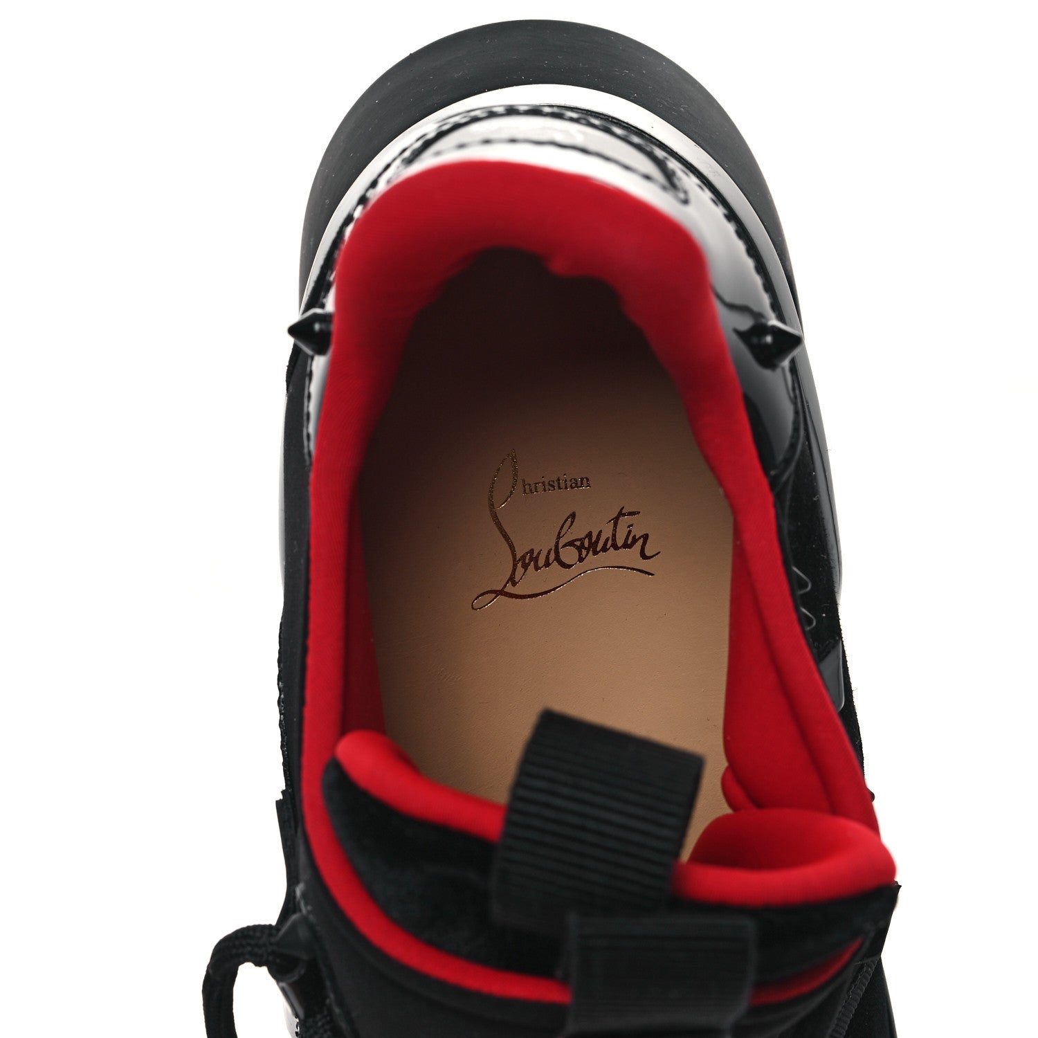 Christian Louboutin Neoprene Calfskin Mens Red Runner Flat Sneakers 42 Black 7 of 8