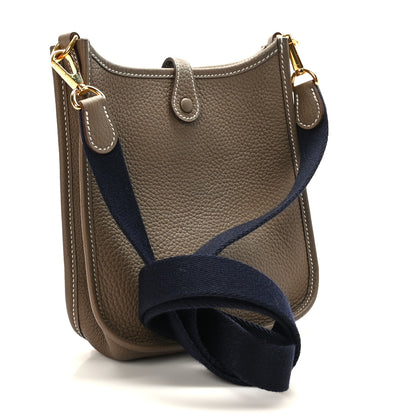 Hermes Taurillon Clemence Amazone Evelyne TPM Etoupe Bleu Indigo 3 of 10