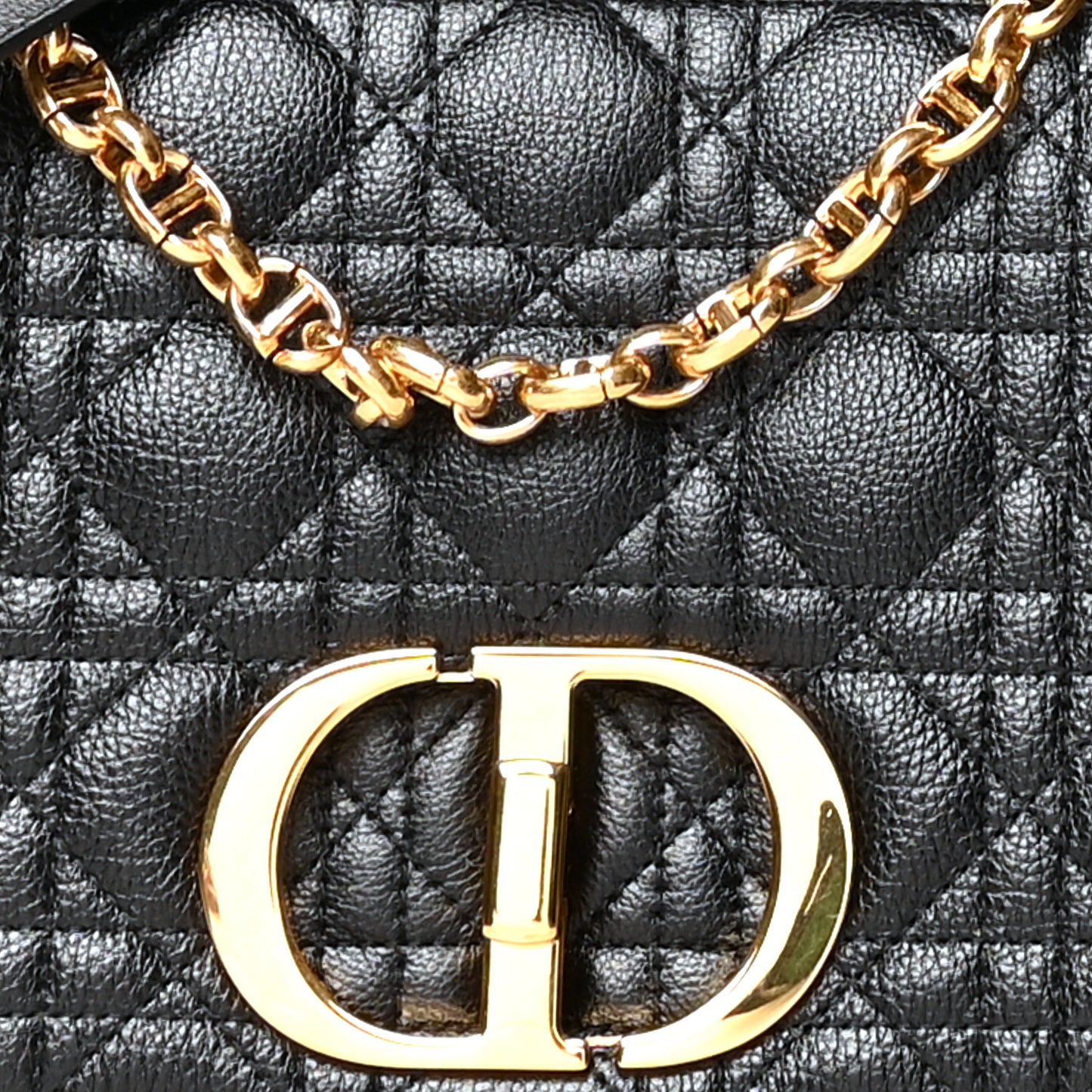 Calfskin Cannage Medium Caro Bag Black