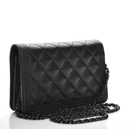 Chanel Caviar Quilted Boy Wallet On Chain WOC So Black 3 of 8