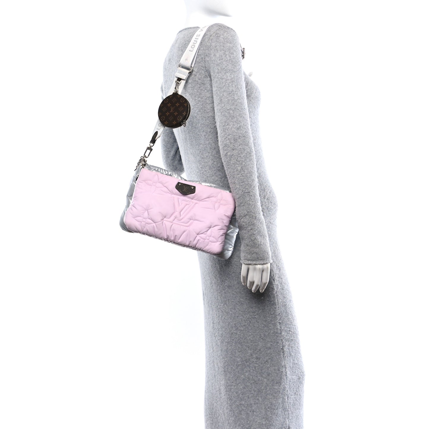 Econyl Monogram Pillow Maxi Multi Pochette Accessories Silver Pale Pink