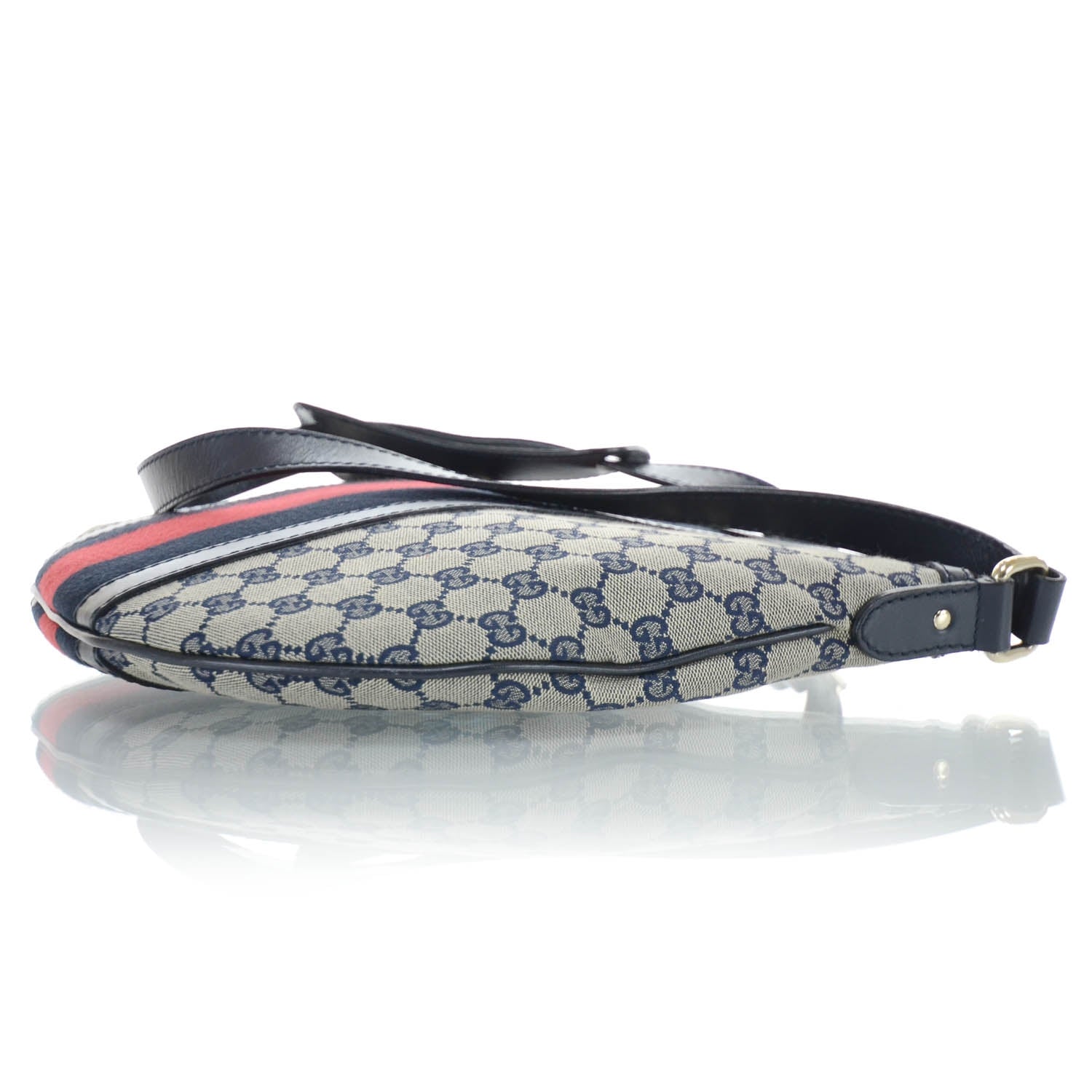 Gucci Monogram Vintage Web Medium Half Moon Hobo Navy 4 of 12