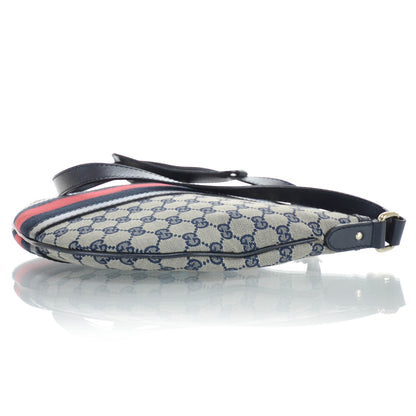 Gucci Monogram Vintage Web Medium Half Moon Hobo Navy 4 of 12
