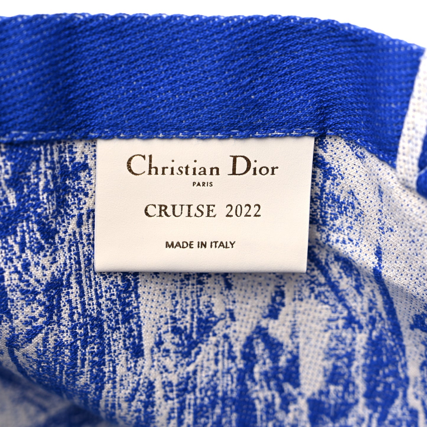 Canvas Embroidered Cruise Tote Ivory Blue