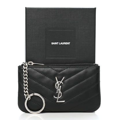 Saint Laurent Calfskin Matelasse Monogram Key Pouch Black 9 of 9