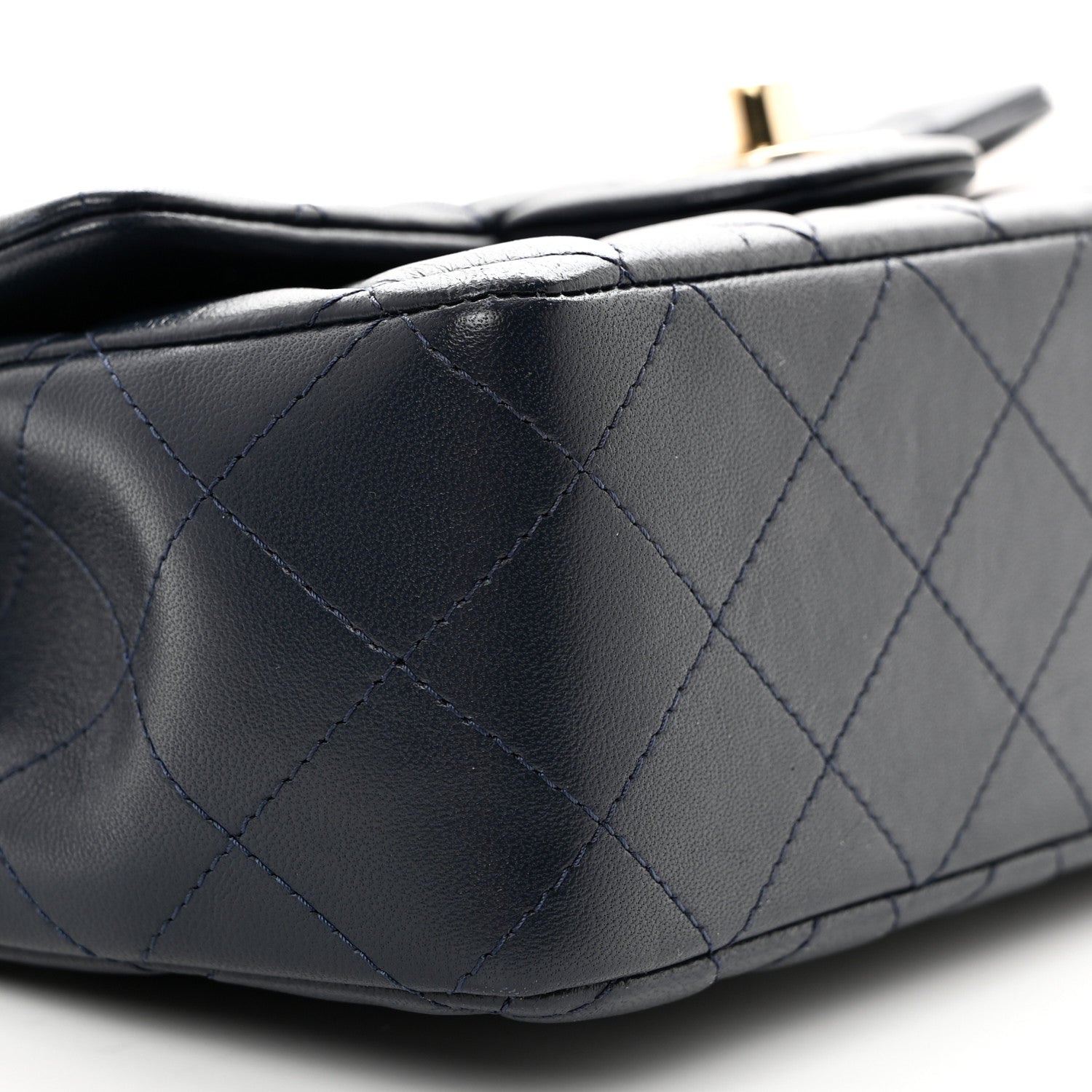 Chanel Lambskin Quilted Mini Rectangular Flap Dark Blue 9 of 10
