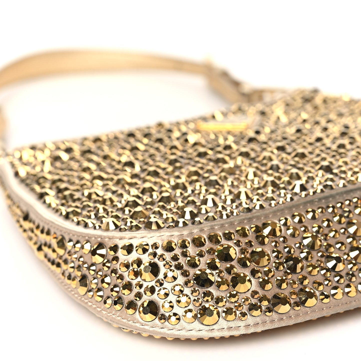 Satin Crystal Cleo Adjustable Strap Shoulder Bag Platino
