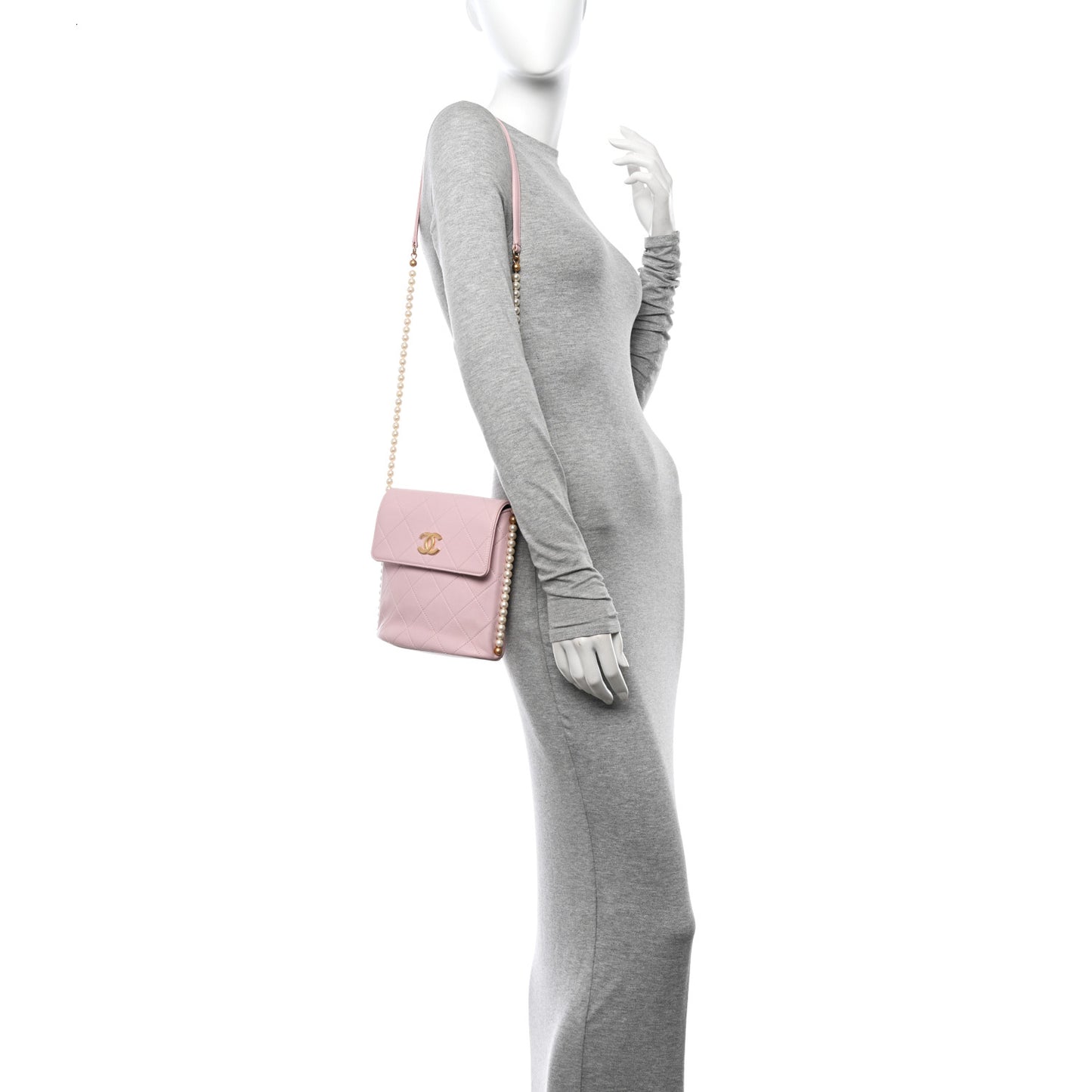 Calfskin Quilted Pearl Small About Pearls Hobo Bag Light Pink