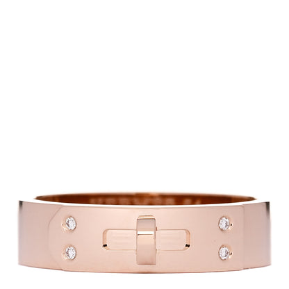 Hermes 18K Rose Gold Diamond PM Kelly Ring 54 7 1 of 5