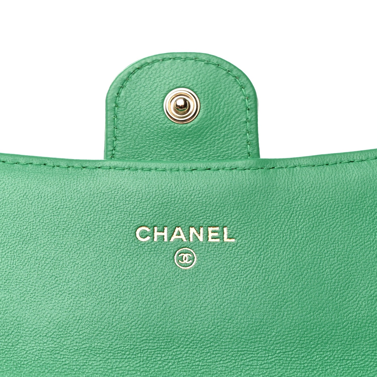 Chanel Lambskin Quilted Large Gusset Flap Wallet Green 6 of 8