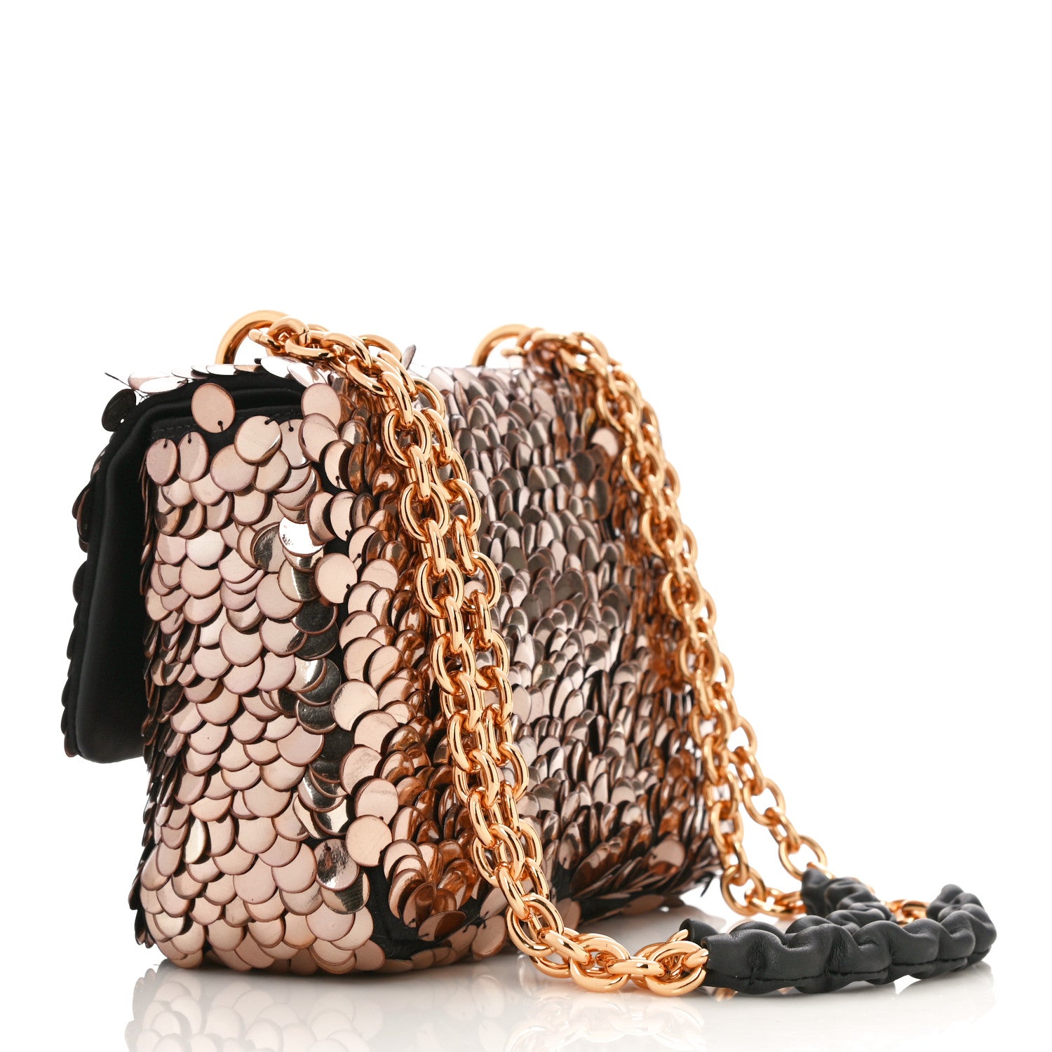 Tom Ford Paillette Embellished Large Natalia Chain Bag Vintage Gold Black 2 of 9