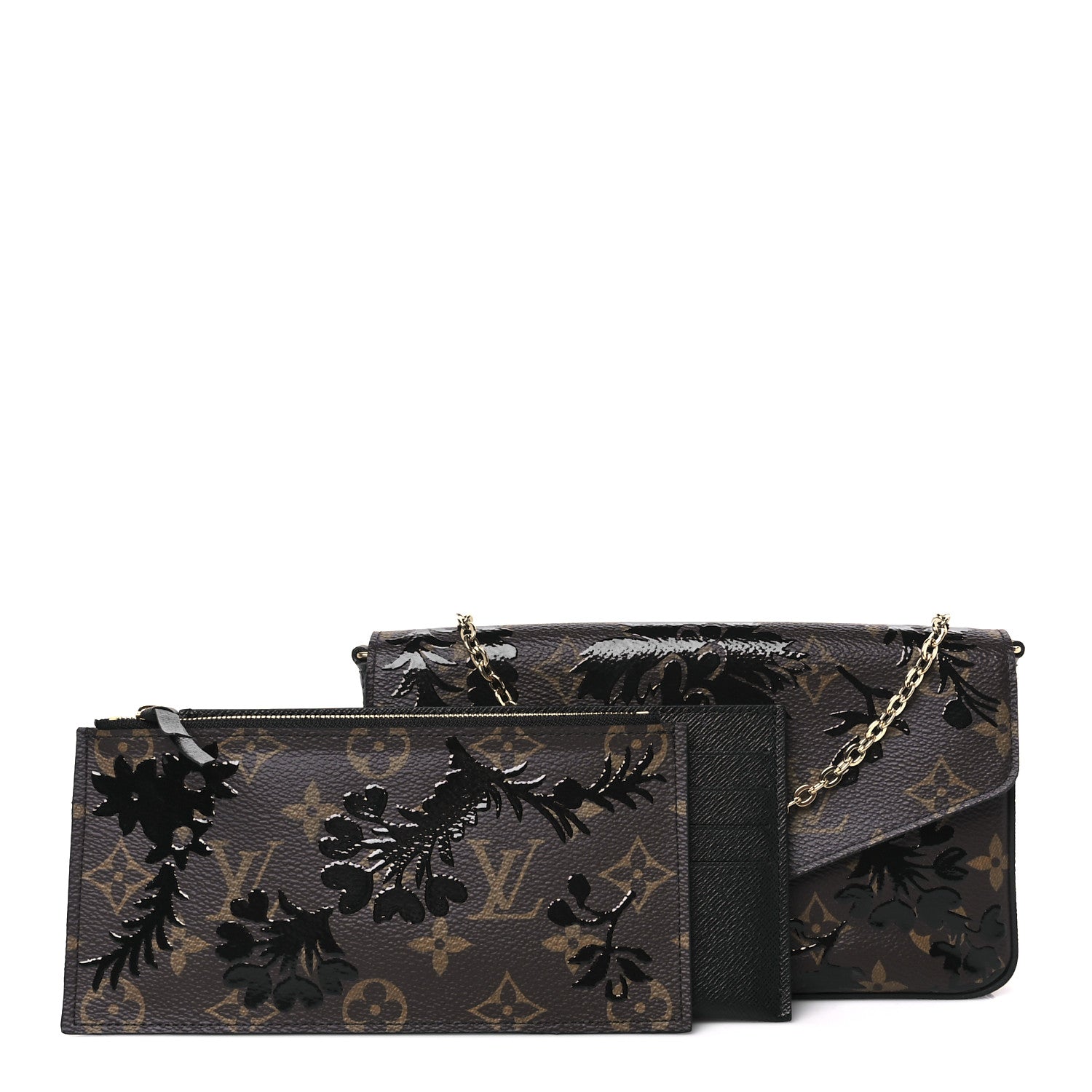 Louis Vuitton Monogram Blossom Pochette Felicie Chain Wallet Black 3 of 15