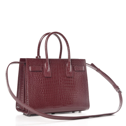 Saint Laurent Calfskin Crocodile Embossed Baby Sac De Jour Rouge 3 of 11