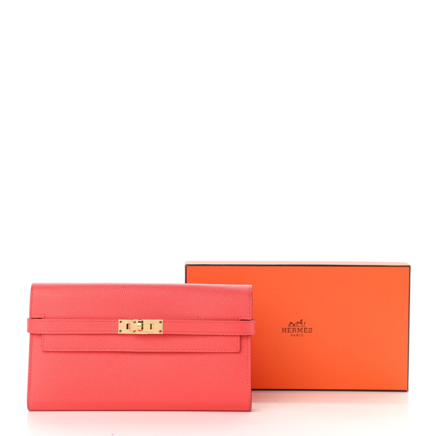 Hermes Epsom Kelly Longue Wallet Rose Jaipur 9 of 9
