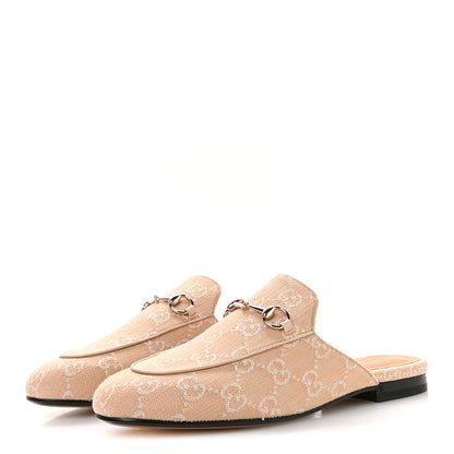 Gucci Summer Denim GG Malaga Kid Womens Princetown Slippers 39.5 Souffle Rose 4 of 9