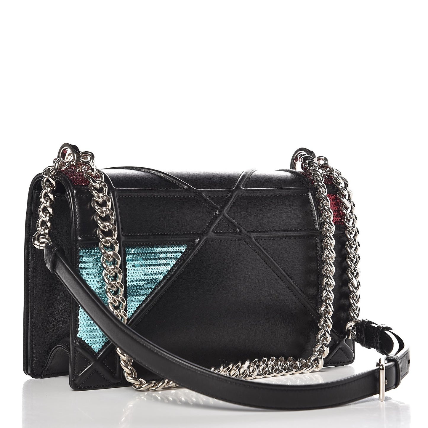 Lambskin Sequin Medium Diorama Flap Bag Black