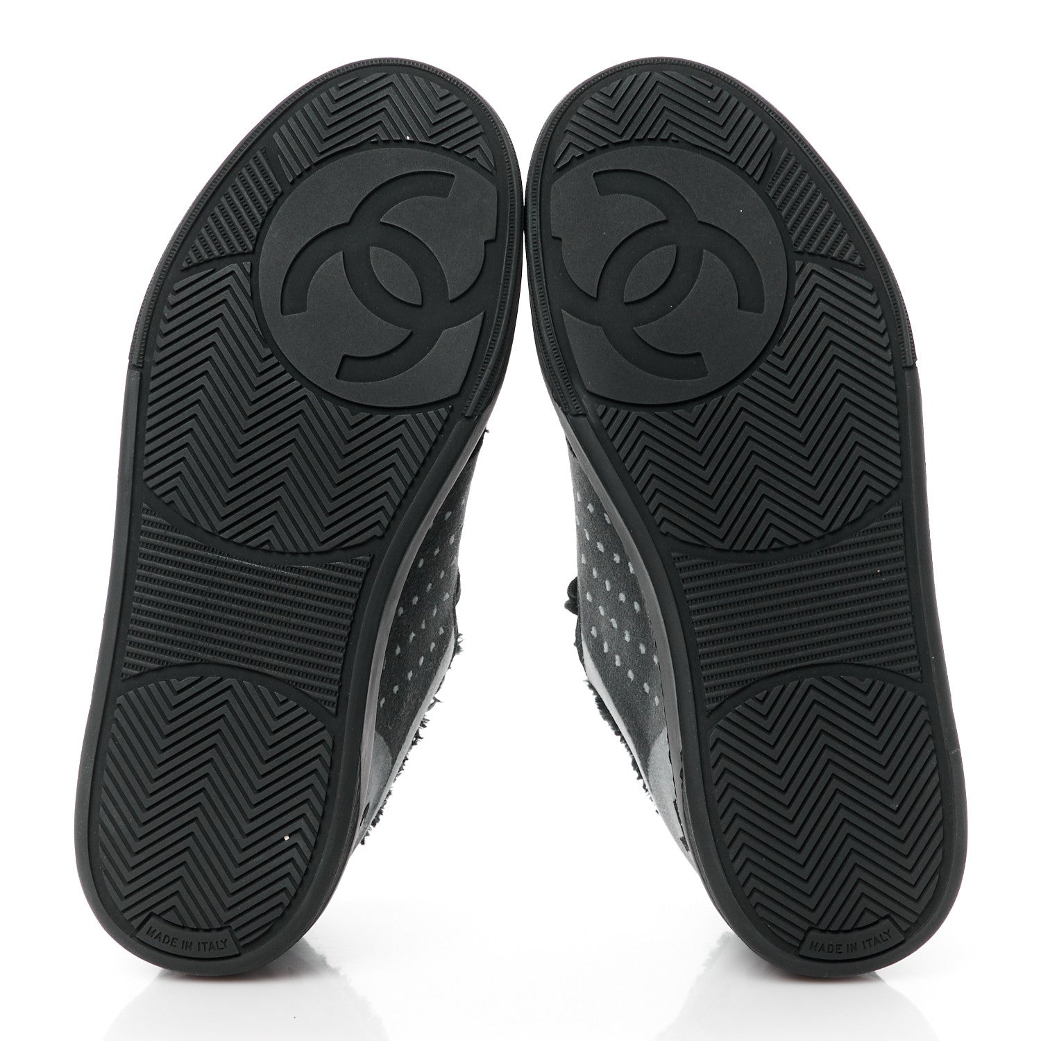 Chanel Fabric Suede Calfskin Logo Sneakers 36.5 Gray 5 of 10