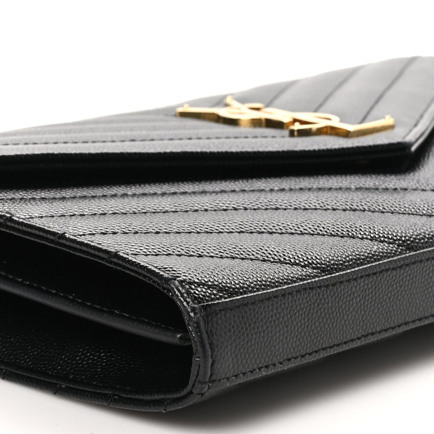 Grain De Poudre Matelasse Chevron Monogram Chain Wallet Black