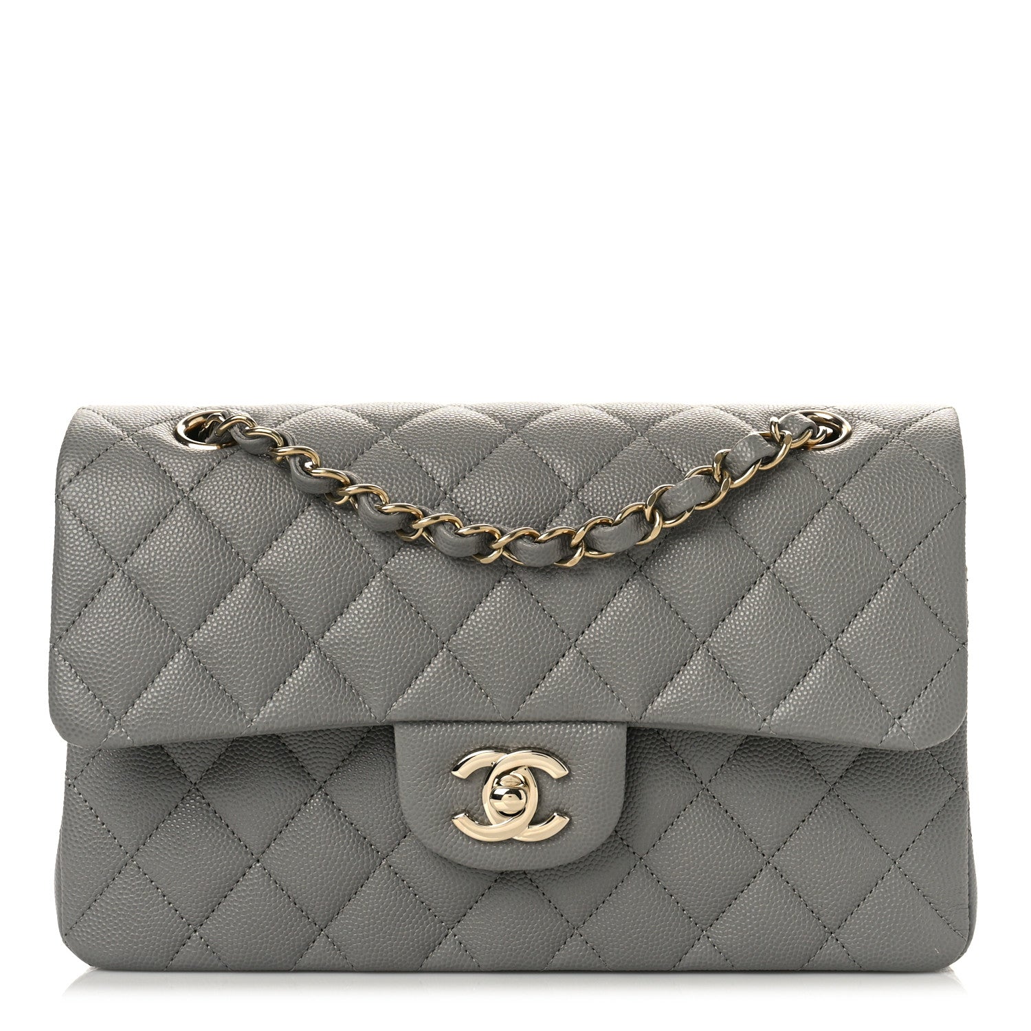 Chanel Caviar Quilted Small Double Flap Grey 1 of 10