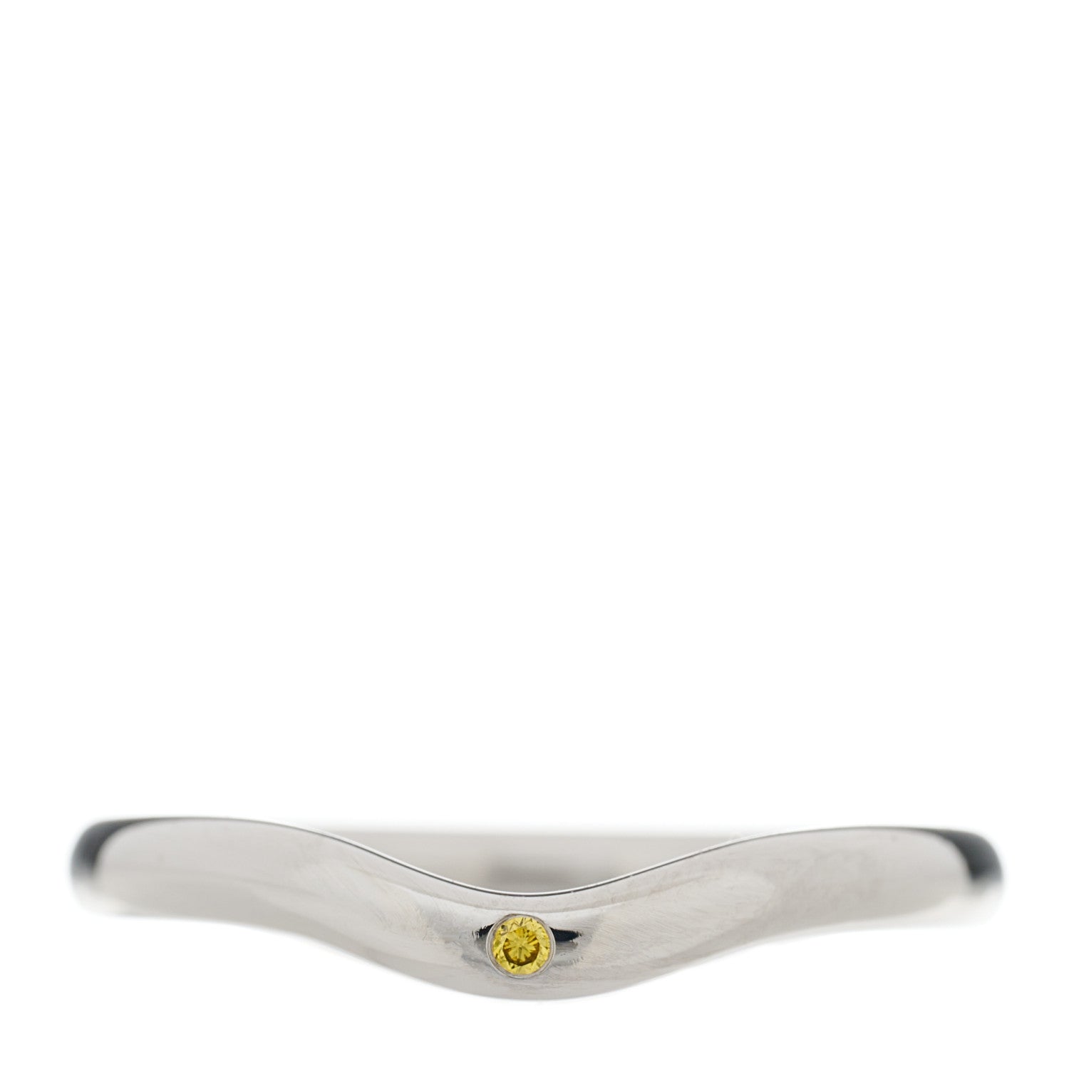 Tiffany Platinum Yellow Diamond 2mm Elsa Peretti Band Ring 52 6 1 of 5