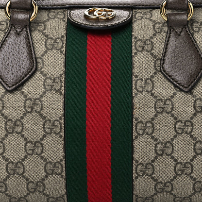 Gucci GG Supreme Monogram Textured Dollar Calfskin Web Medium Ophidia Boston Beige Ebony New Acero 8 of 10