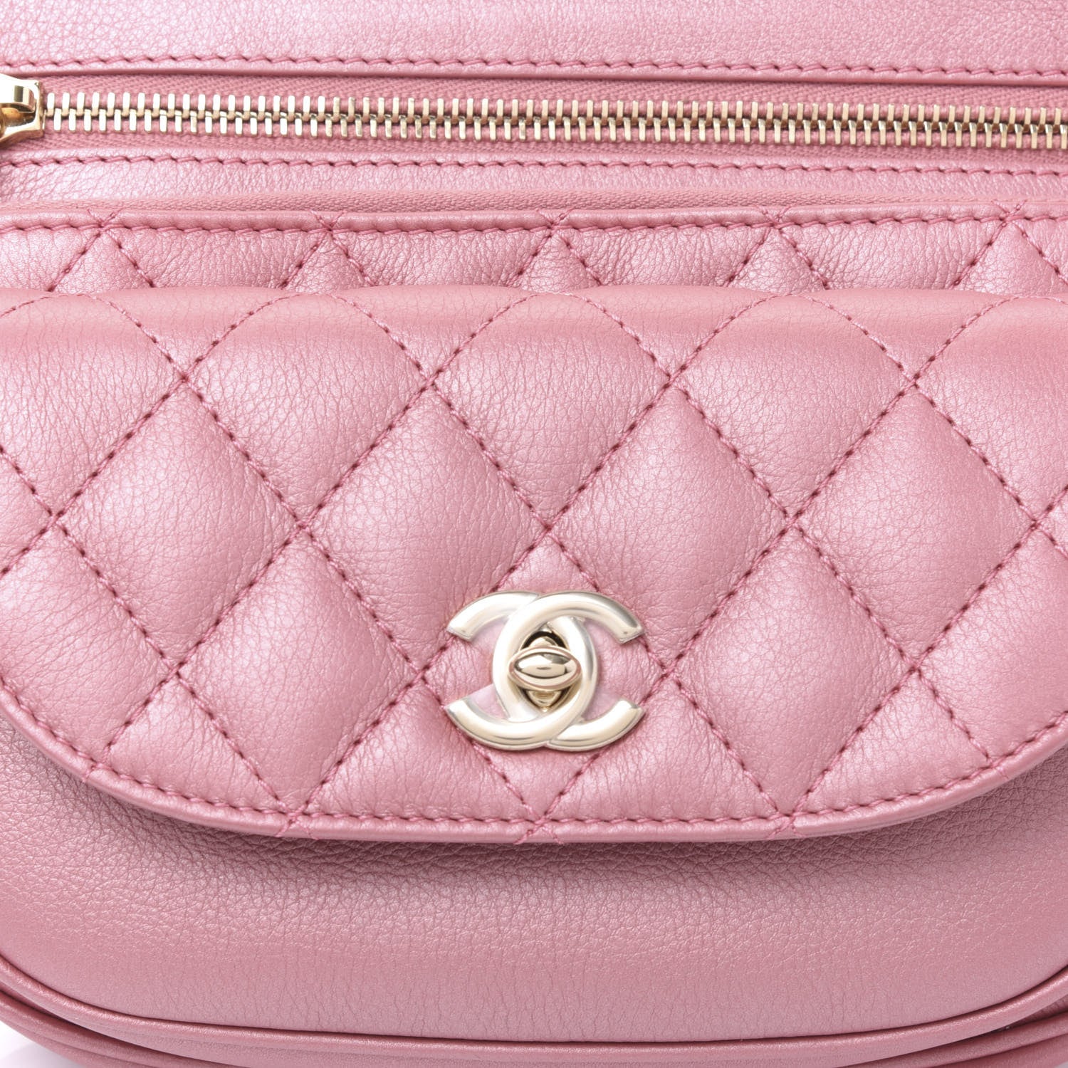 Chanel Metallic Calfskin Flap Chain Waist Bag Pink 10 of 11