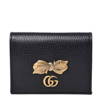 Gucci Calfskin GG Marmont Bow Card Case Black 1 of 7