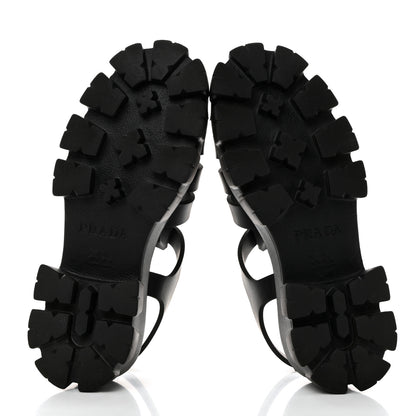 Prada Foam Rubber Triangle Logo Monolith 55mm Cage Sandals 40 Black 5 of 9