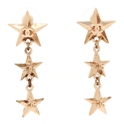 Chanel Metal CC Triple Star Drop Earrings Gold 1 of 5