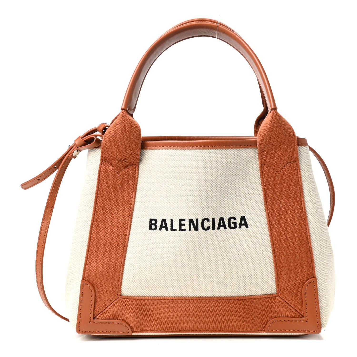 Balenciaga Cotton Canvas Satin Calfskin Navy Cabas XS Naturel Caramel 3 of 12