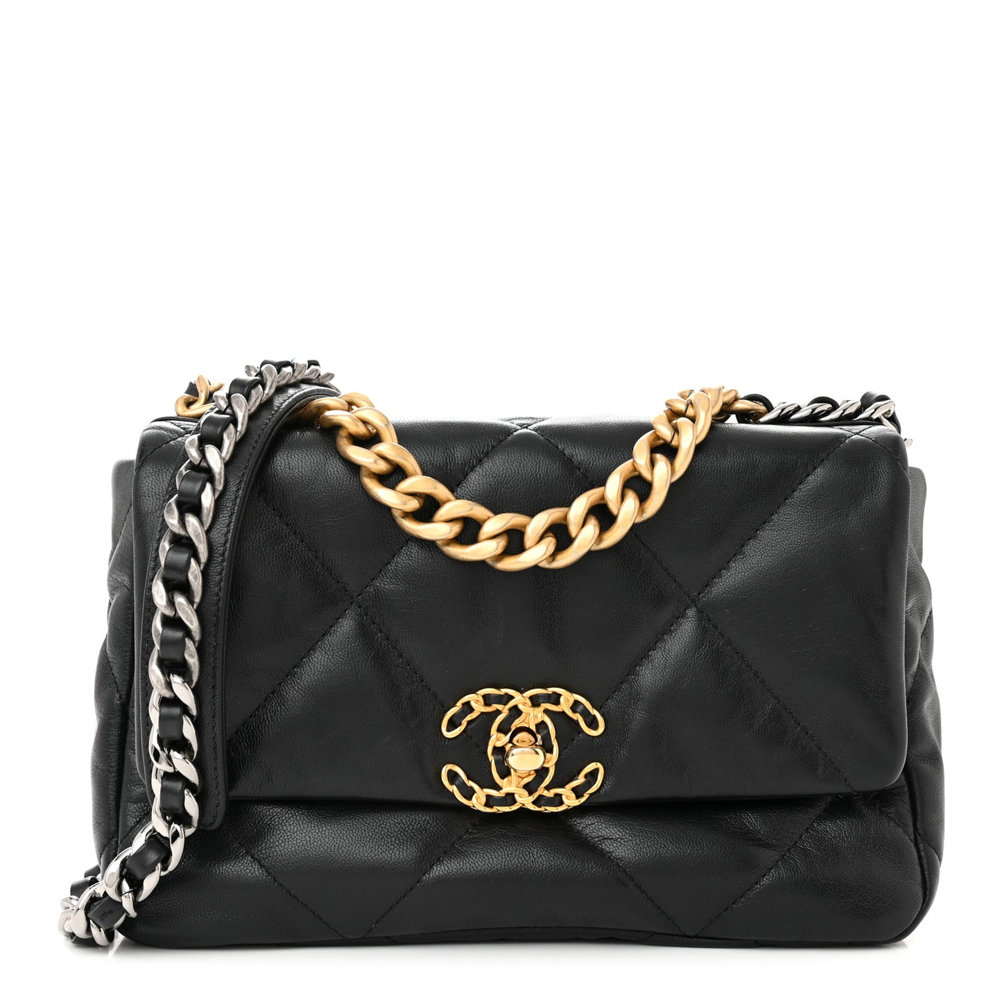 Goatskin Quilted Medium Chanel 19 Flap Black