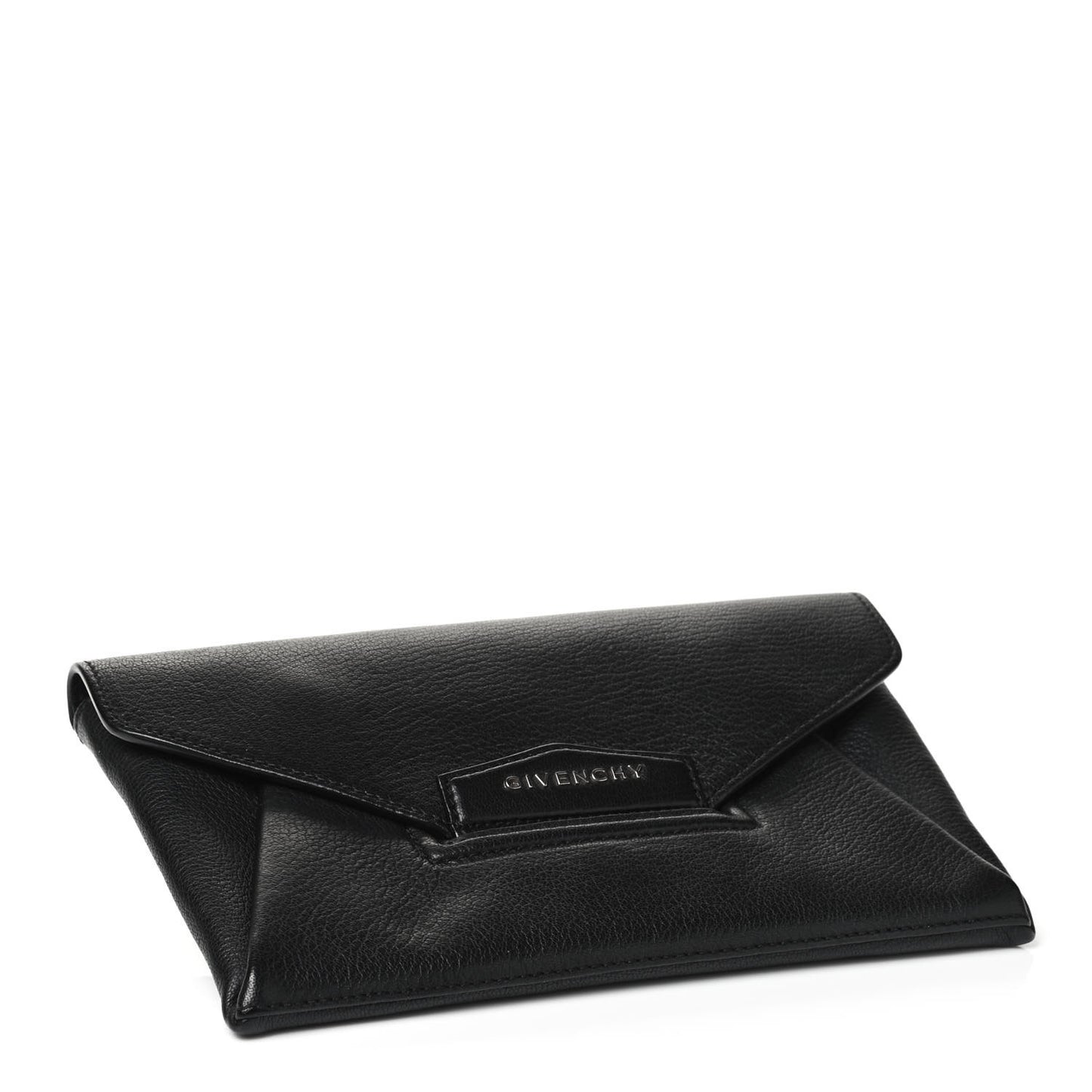 Sugar Goatskin Medium Antigona Envelope Clutch Black