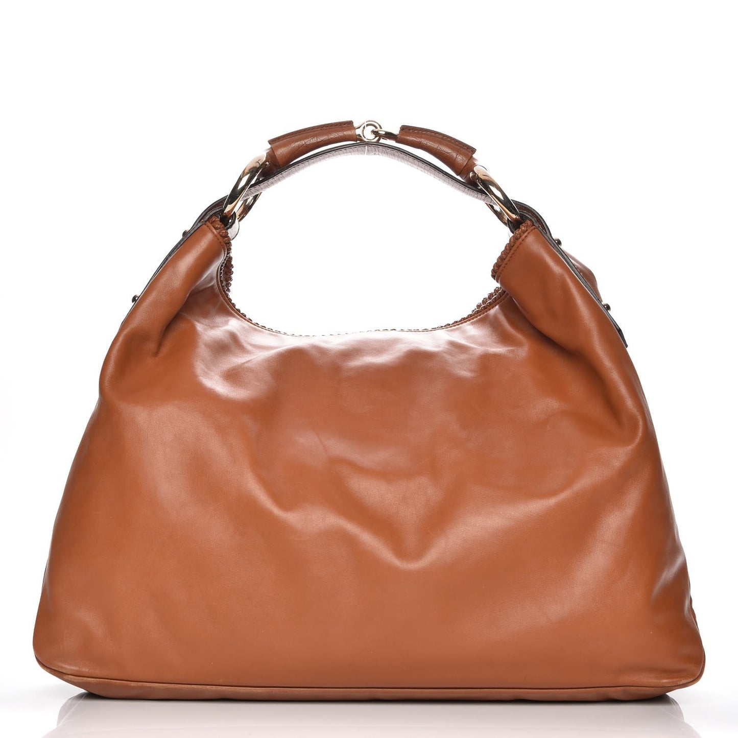 Calfskin Large Horsebit Chain Hobo Brown