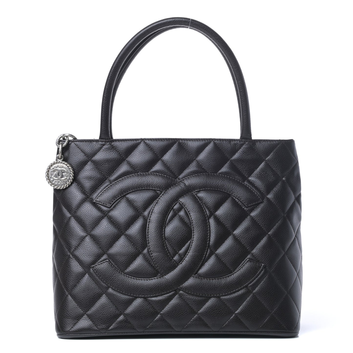 Caviar Quilted Medallion Tote Dark Brown
