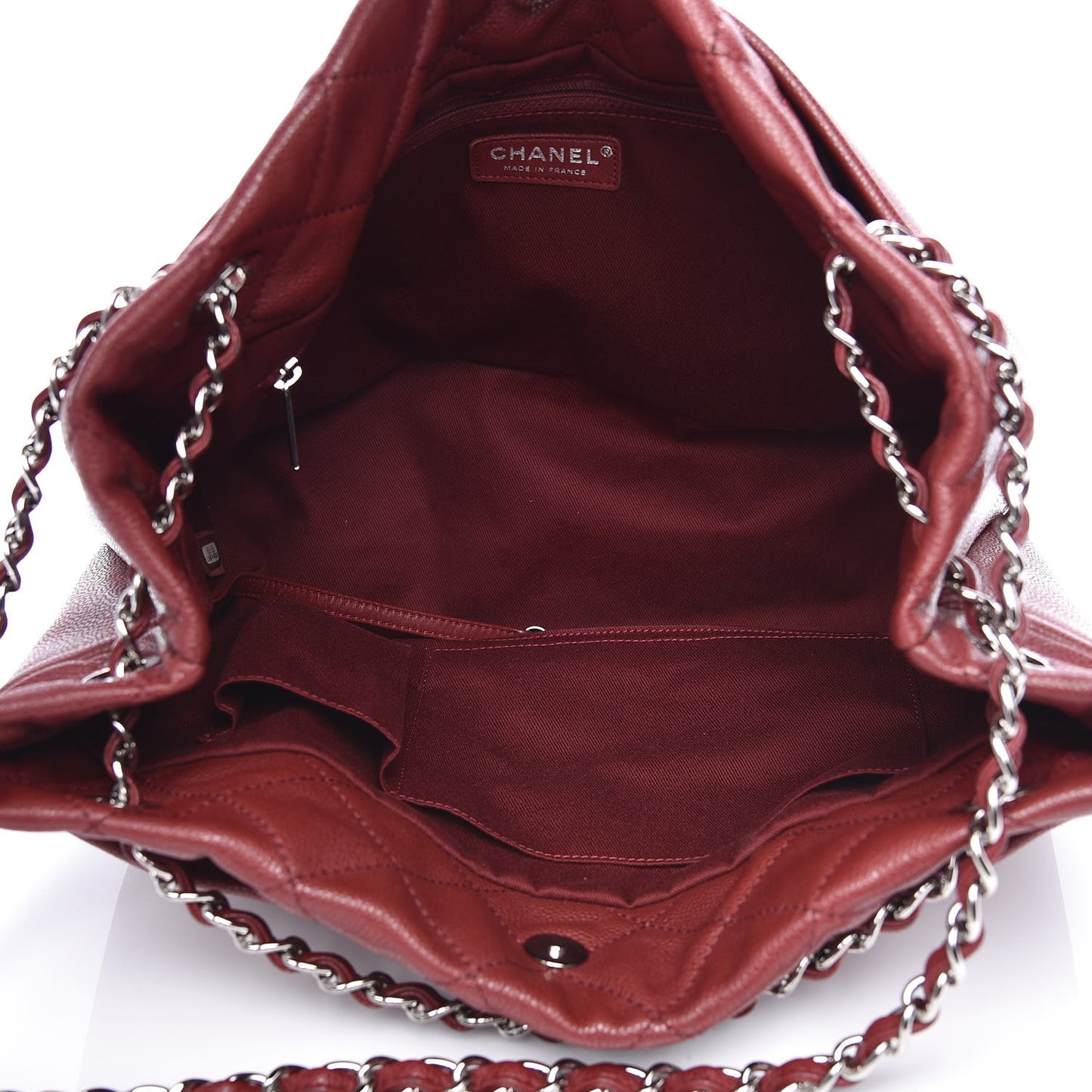 Caviar Quilted Large Timeless CC Soft Tote Dark Red