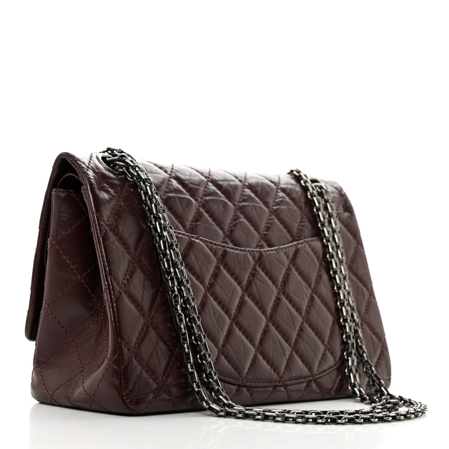 Aged Calfskin Quilted 2.55 Reissue 226 Flap Dark Burgundy