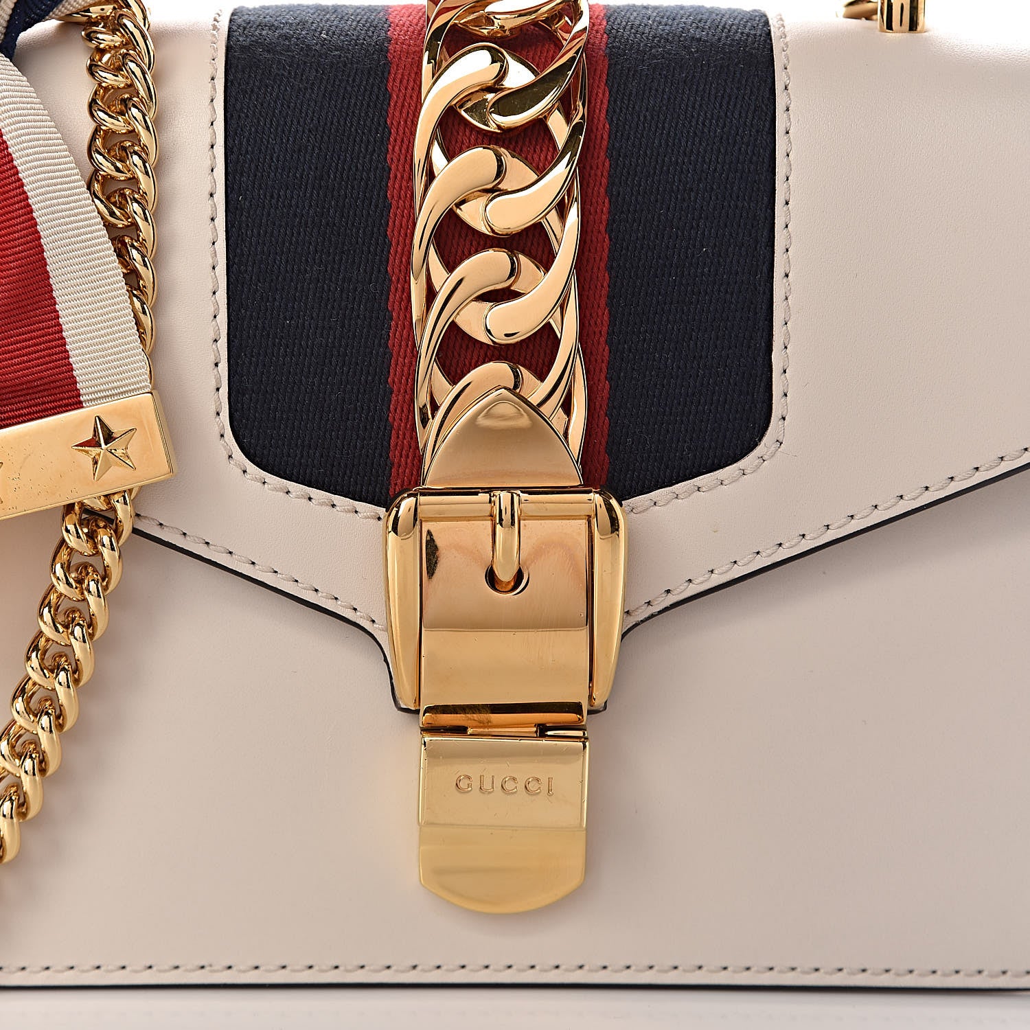 Gucci Calfskin Mini Sylvie Chain Shoulder Bag White 13 of 14