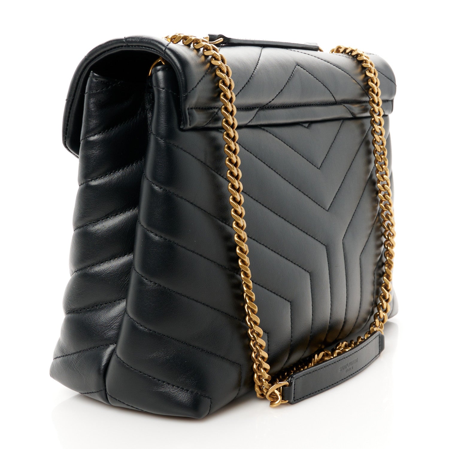 Saint Laurent Calfskin Y Quilted Monogram Medium Loulou Chain Satchel Black 3 of 11