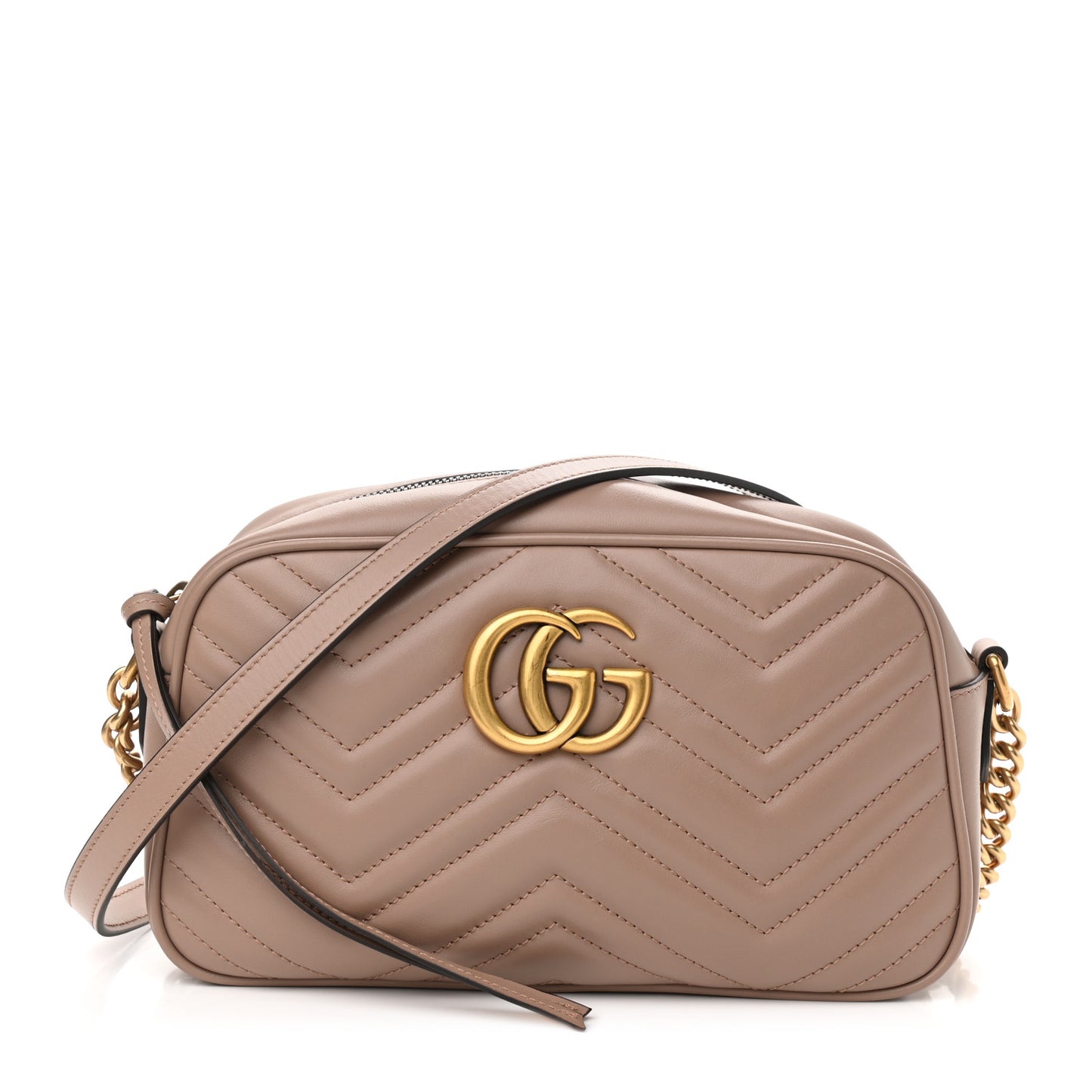 Calfskin Matelasse Small GG Marmont Chain Shoulder Bag Porcelain Rose