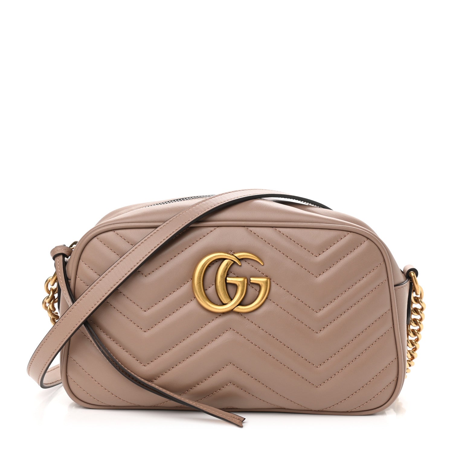 Gucci Calfskin Matelasse Small GG Marmont Chain Shoulder Bag Porcelain Rose 1 of 10