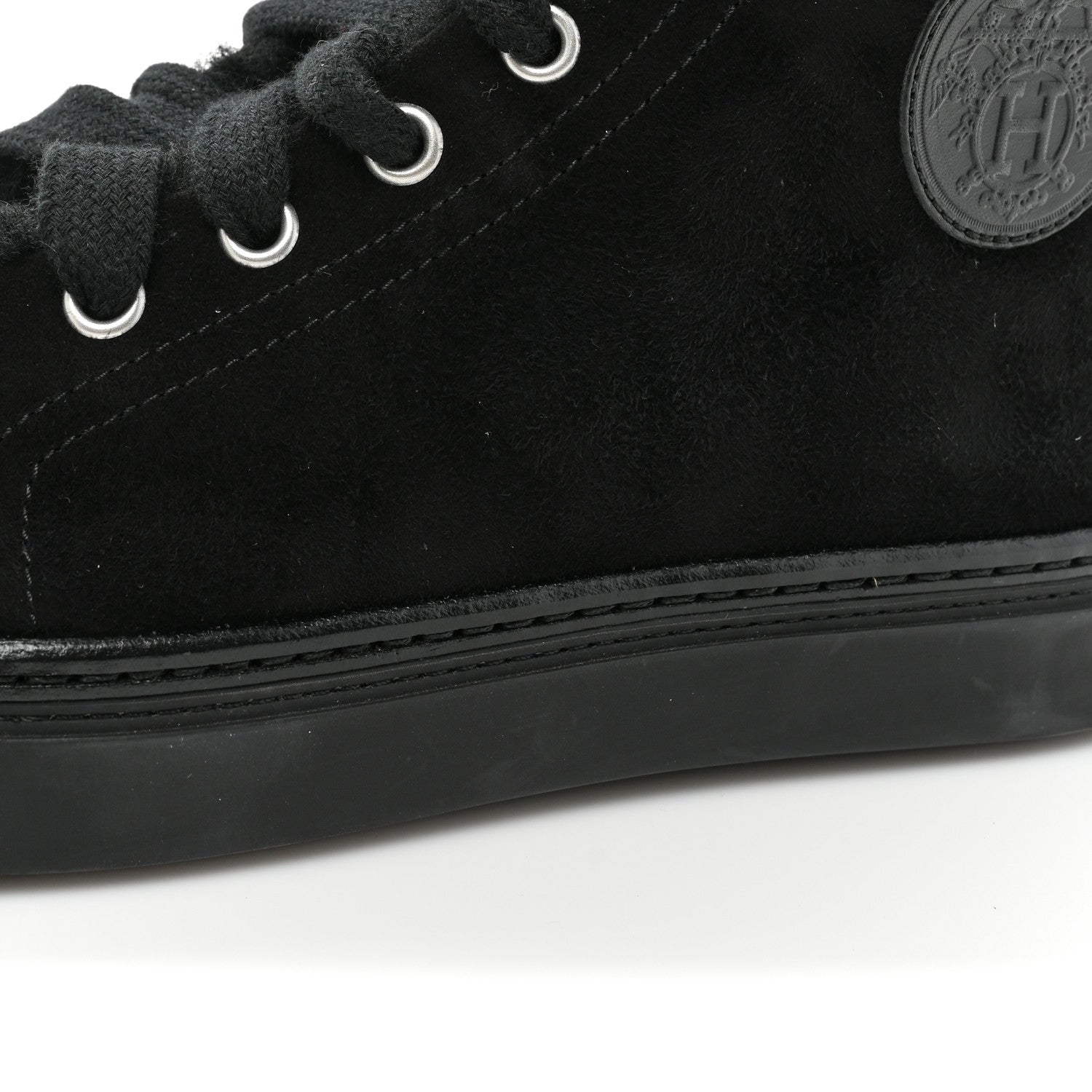 Hermes Suede Shearling Womens Jimmy High Top Sneakers 35 Black 9 of 12