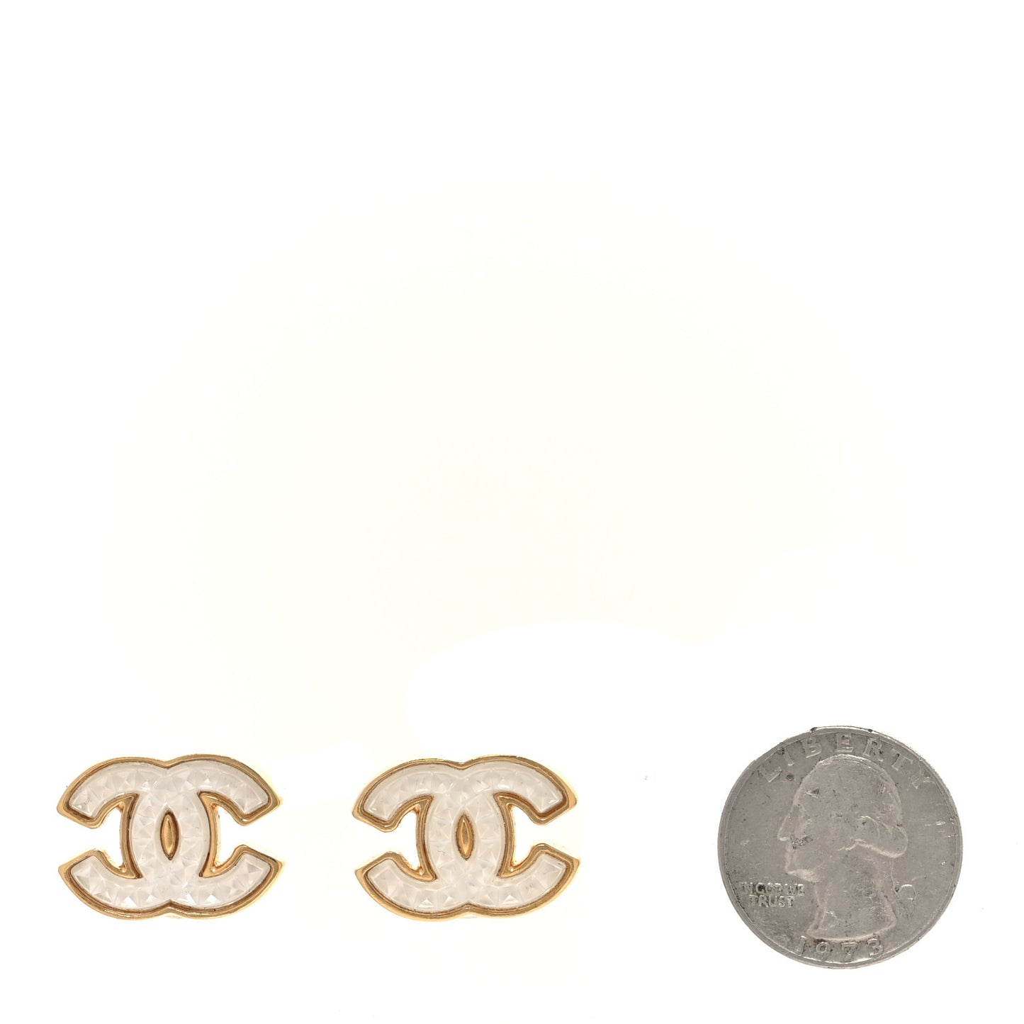 Metal Resin CC Stud Earrings Gold Transparent
