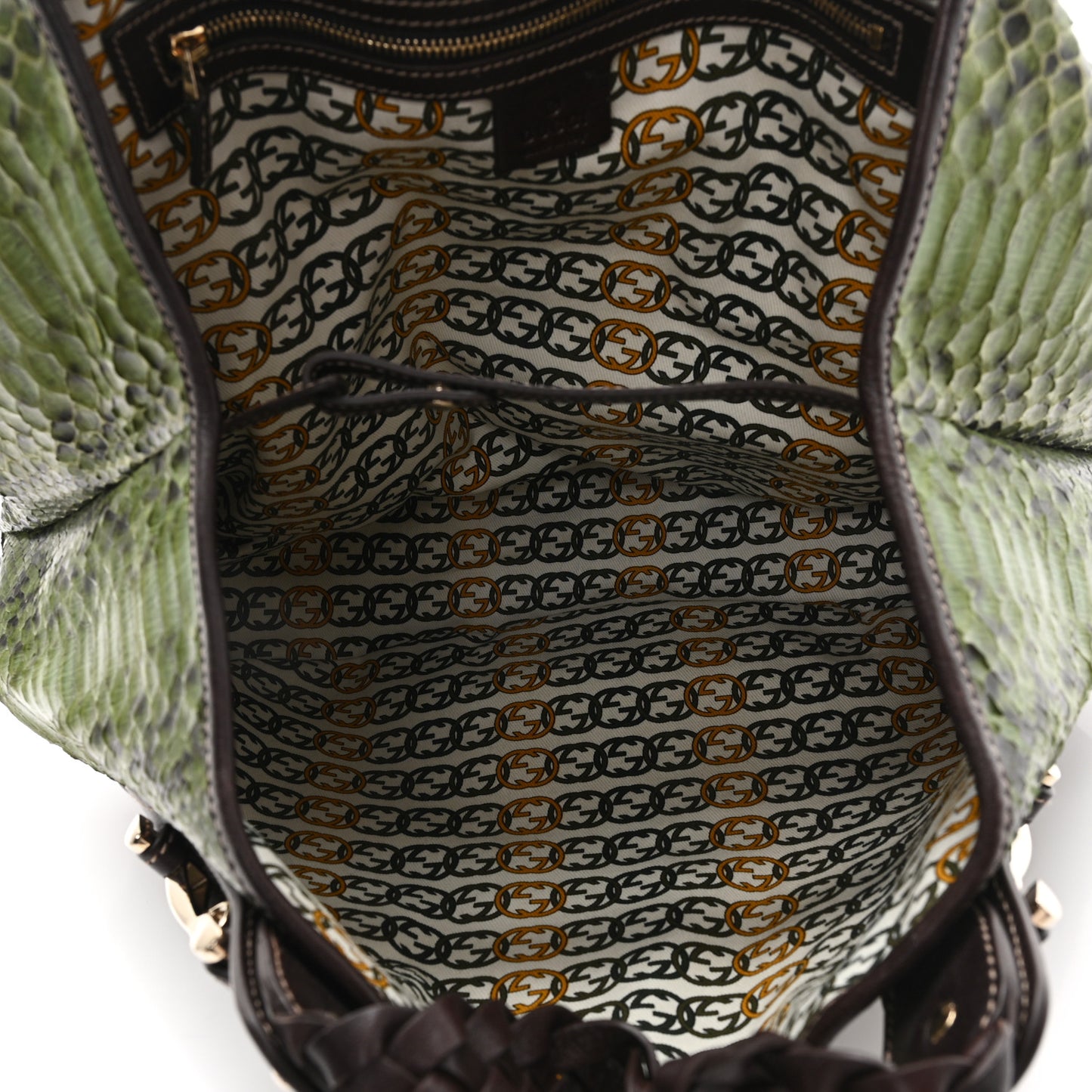 Snakeskin Medium Pelham Tote Green Brown